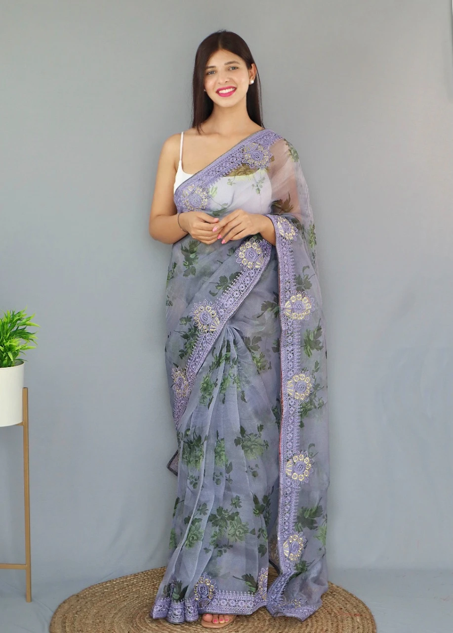 Shree Trends Man-Mohini Embroidery Wholesale Fancy Saree Catalog — Wholesale Sarees, Shree Fabs wholesale from Surat — Photo 6